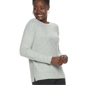 NWT Cable-Knit yoke pullover Soft Ash silver Sweater Small